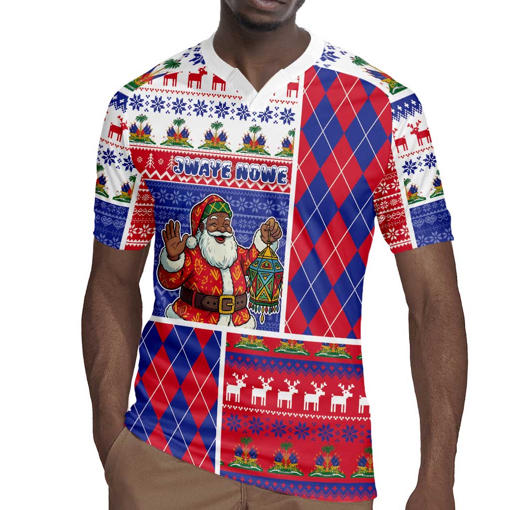 Haiti Christmas Rugby Jersey Santa With Fanal Haitian Patchwork Style DT05
