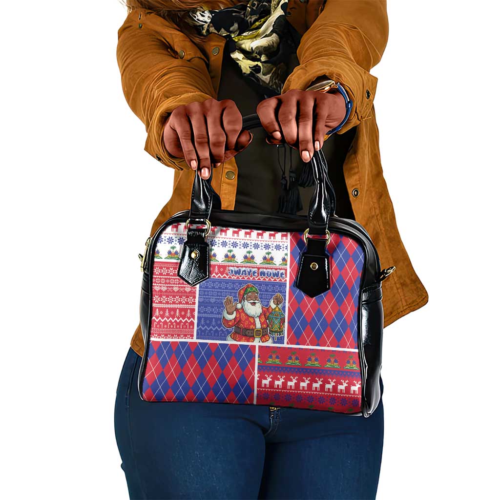 Haiti Christmas Shoulder Handbag Santa With Fanal Haitian Patchwork Style - African Pride
