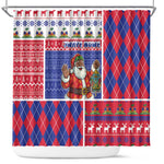 Haiti Christmas Shower Curtain Santa With Fanal Haitian Patchwork Style - African Pride