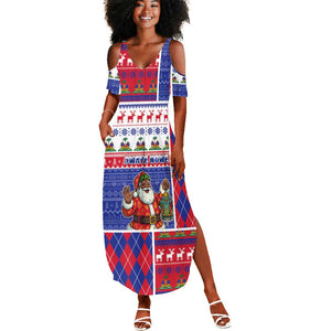 Haiti Christmas Summer Maxi Dress Santa With Fanal Haitian Patchwork Style DT05
