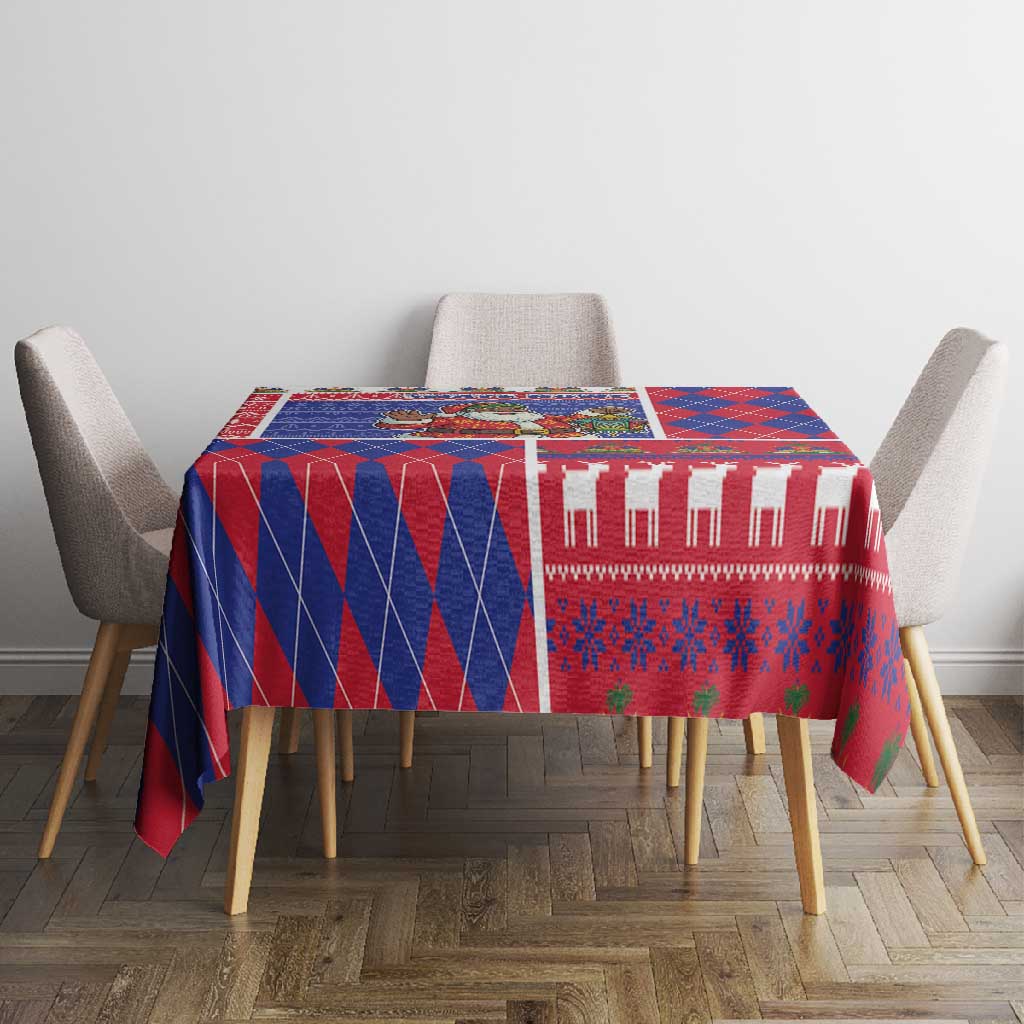 Haiti Christmas Tablecloth Santa With Fanal Haitian Patchwork Style - African Pride