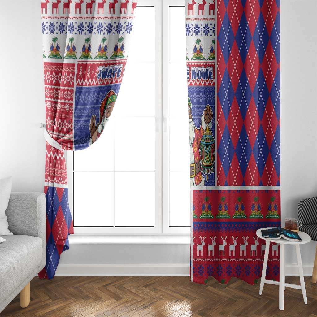 Haiti Christmas Window Curtain Santa With Fanal Haitian Patchwork Style - African Pride