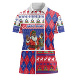 Haiti Christmas Women Polo Shirt Santa With Fanal Haitian Patchwork Style DT05