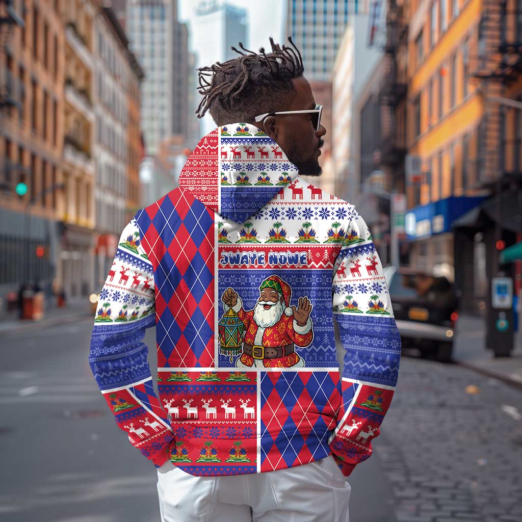 Haiti Christmas Zip Hoodie Santa With Fanal Haitian Patchwork Style - African Pride