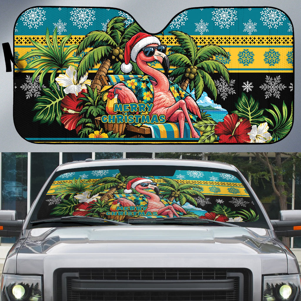 Afro-Bahamian Christmas Auto Sun Shade This Flamingo Needs A Beach Retreat