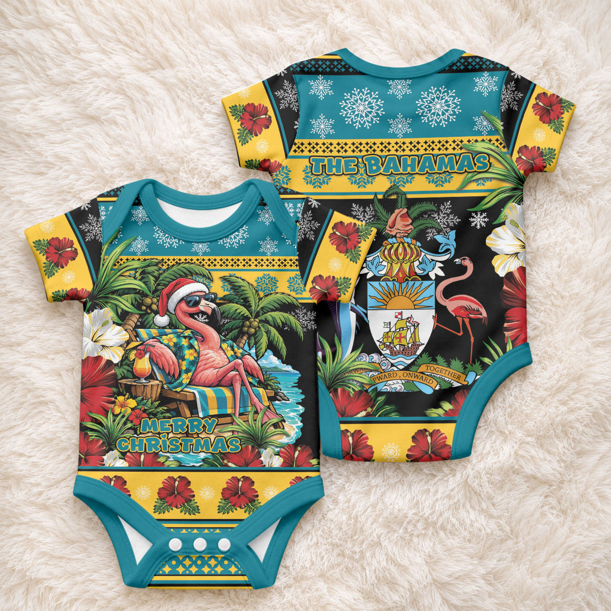 Afro-Bahamian Christmas Baby Onesie This Flamingo Needs A Beach Retreat