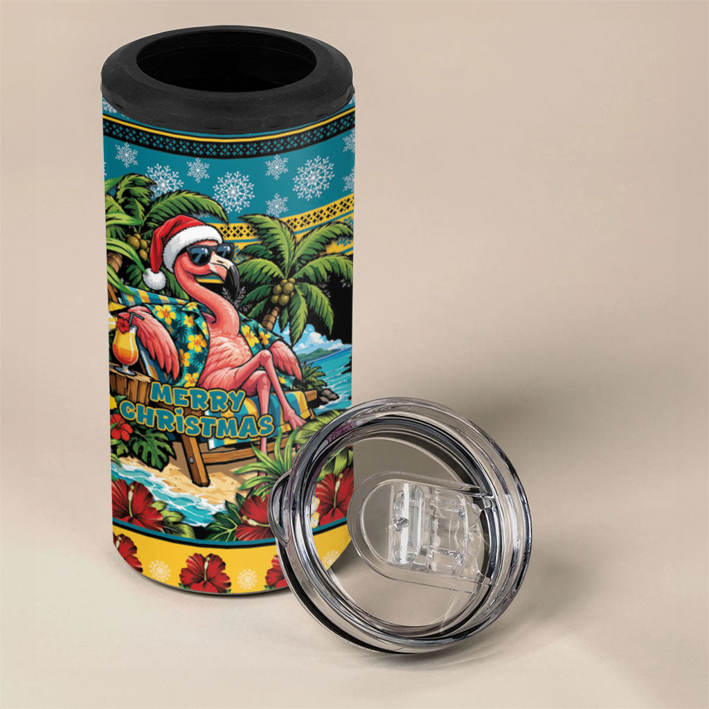 Afro-Bahamian Christmas 4 in 1 Can Cooler Tumbler This Flamingo Needs A Beach Retreat