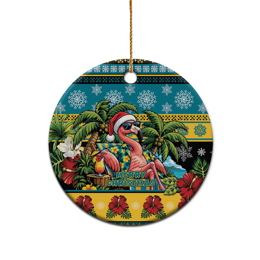 Afro-Bahamian Christmas Ceramic Ornament This Flamingo Needs A Beach Retreat