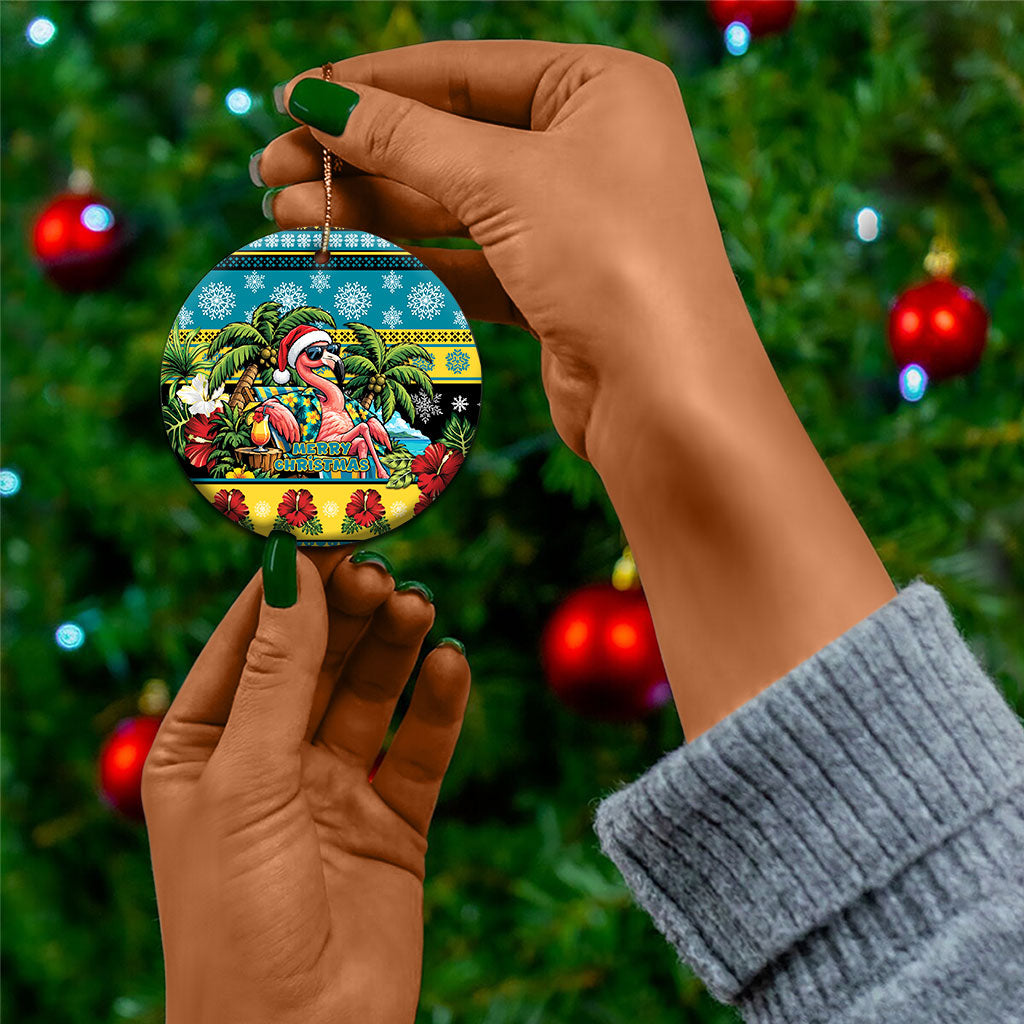 Afro-Bahamian Christmas Ceramic Ornament This Flamingo Needs A Beach Retreat