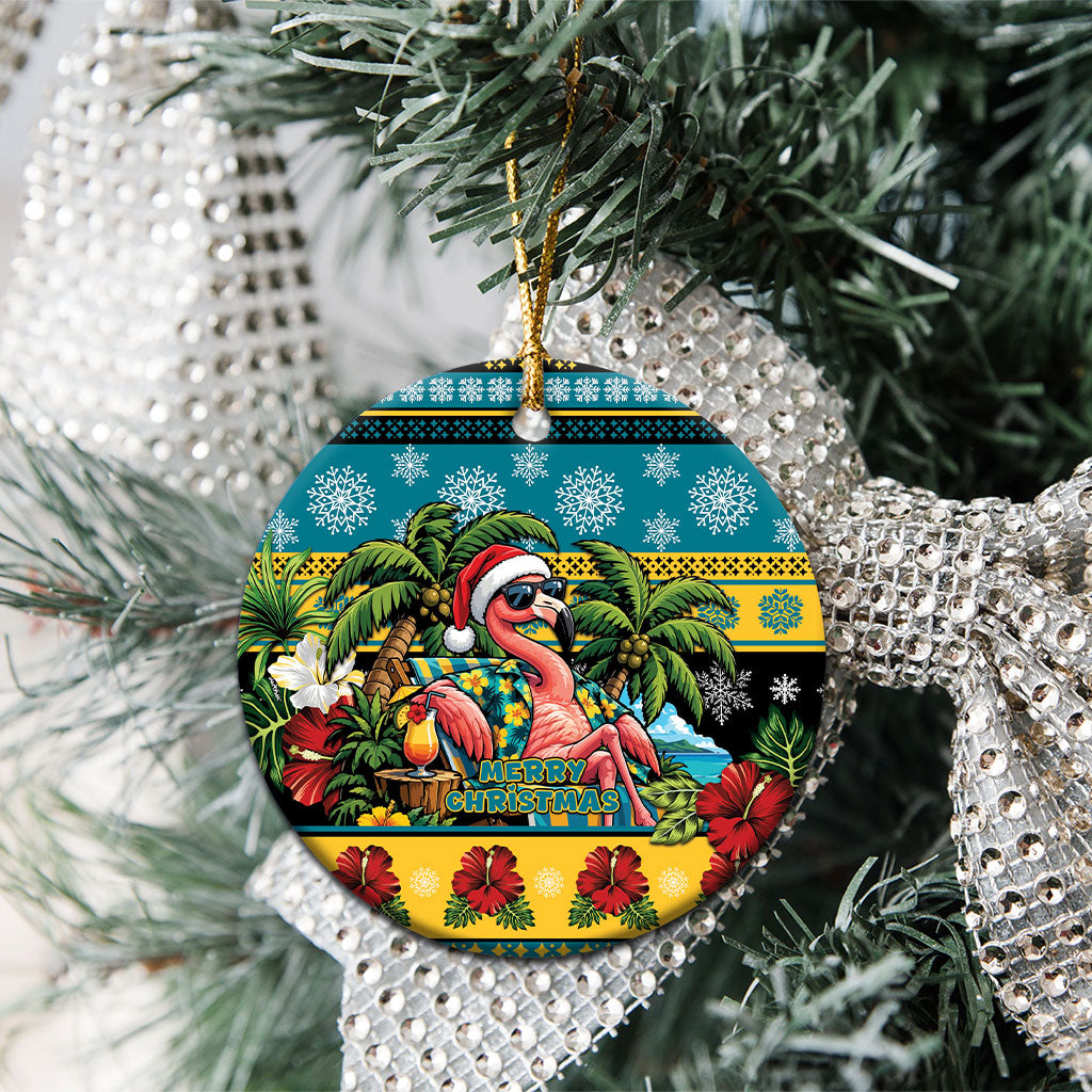 Afro-Bahamian Christmas Ceramic Ornament This Flamingo Needs A Beach Retreat