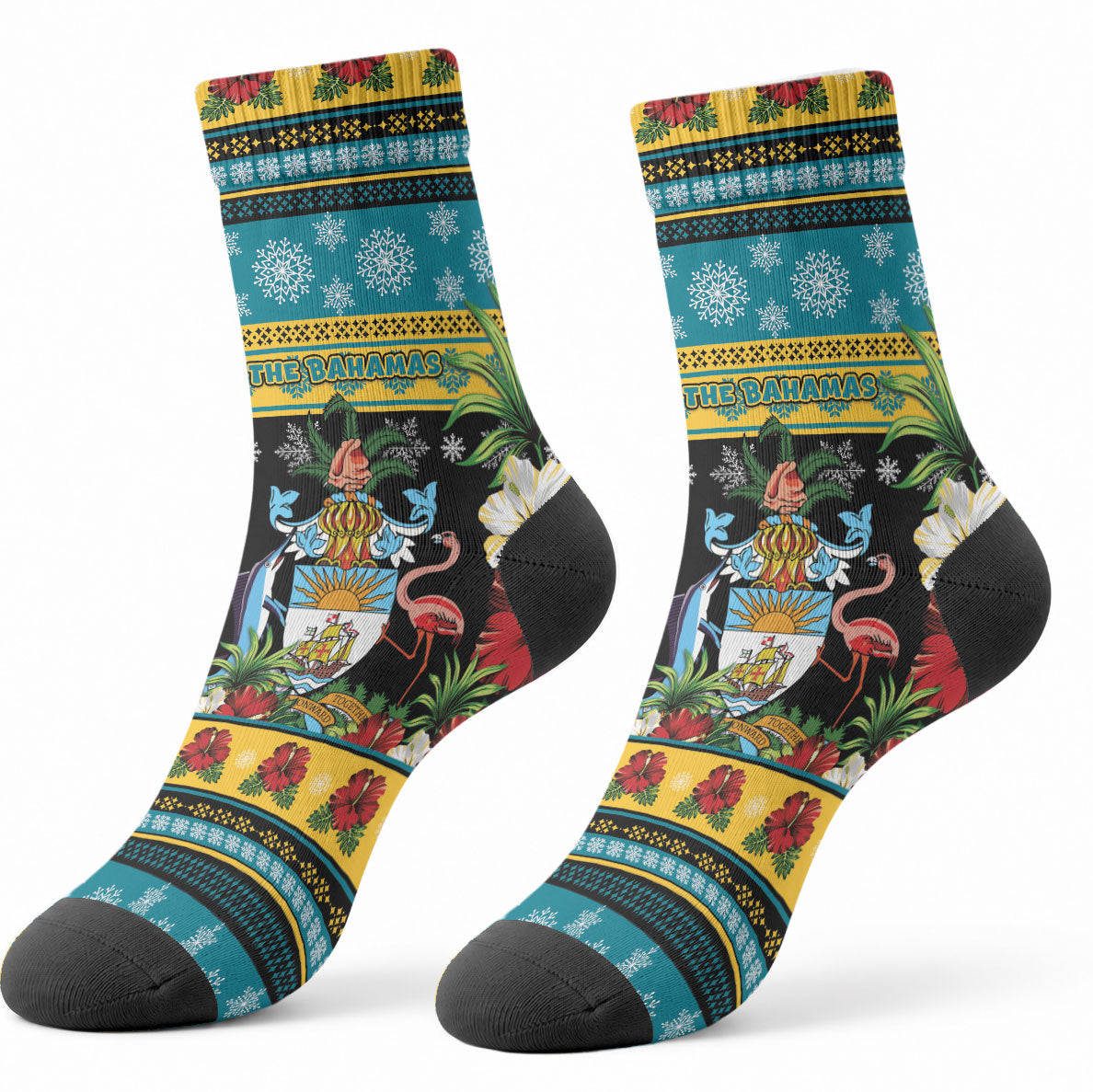 Afro-Bahamian Christmas Crew Socks This Flamingo Needs A Beach Retreat