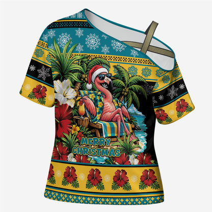 Afro-Bahamian Christmas Cross Shoulder Shirt This Flamingo Needs A Beach Retreat