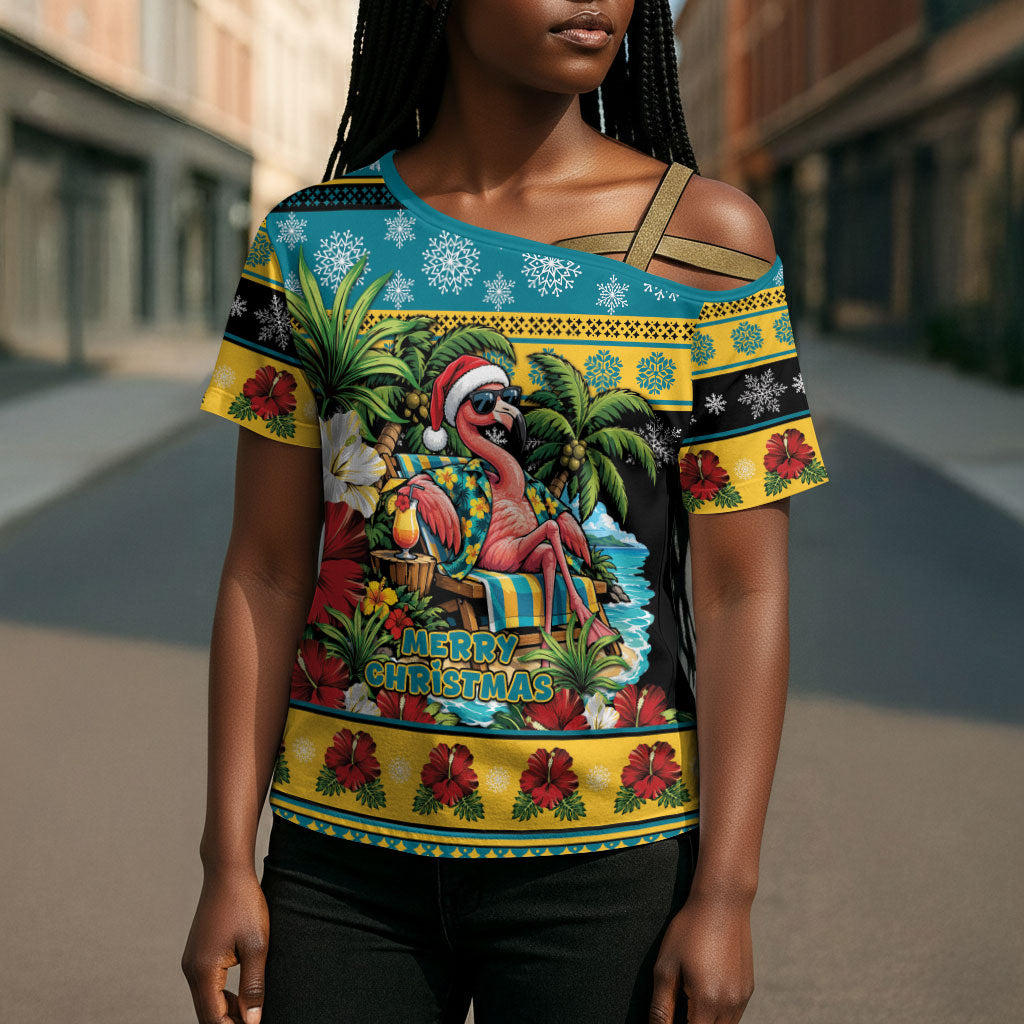 Afro-Bahamian Christmas Cross Shoulder Shirt This Flamingo Needs A Beach Retreat