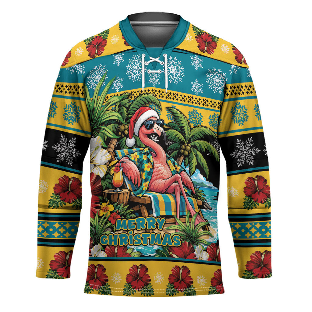 Afro-Bahamian Christmas Hockey Jersey This Flamingo Needs A Beach Retreat