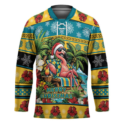 Afro-Bahamian Christmas Hockey Jersey This Flamingo Needs A Beach Retreat