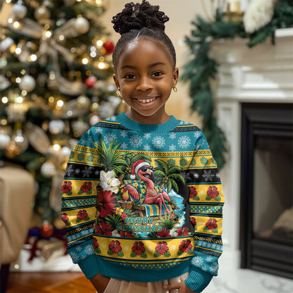 Afro-Bahamian Christmas Kid Ugly Christmas Sweater This Flamingo Needs A Beach Retreat