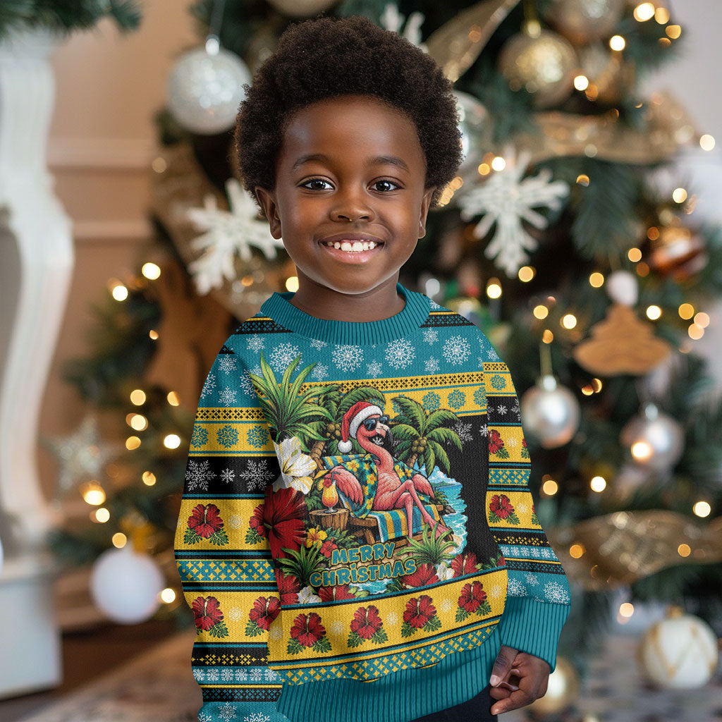 Afro-Bahamian Christmas Kid Ugly Christmas Sweater This Flamingo Needs A Beach Retreat