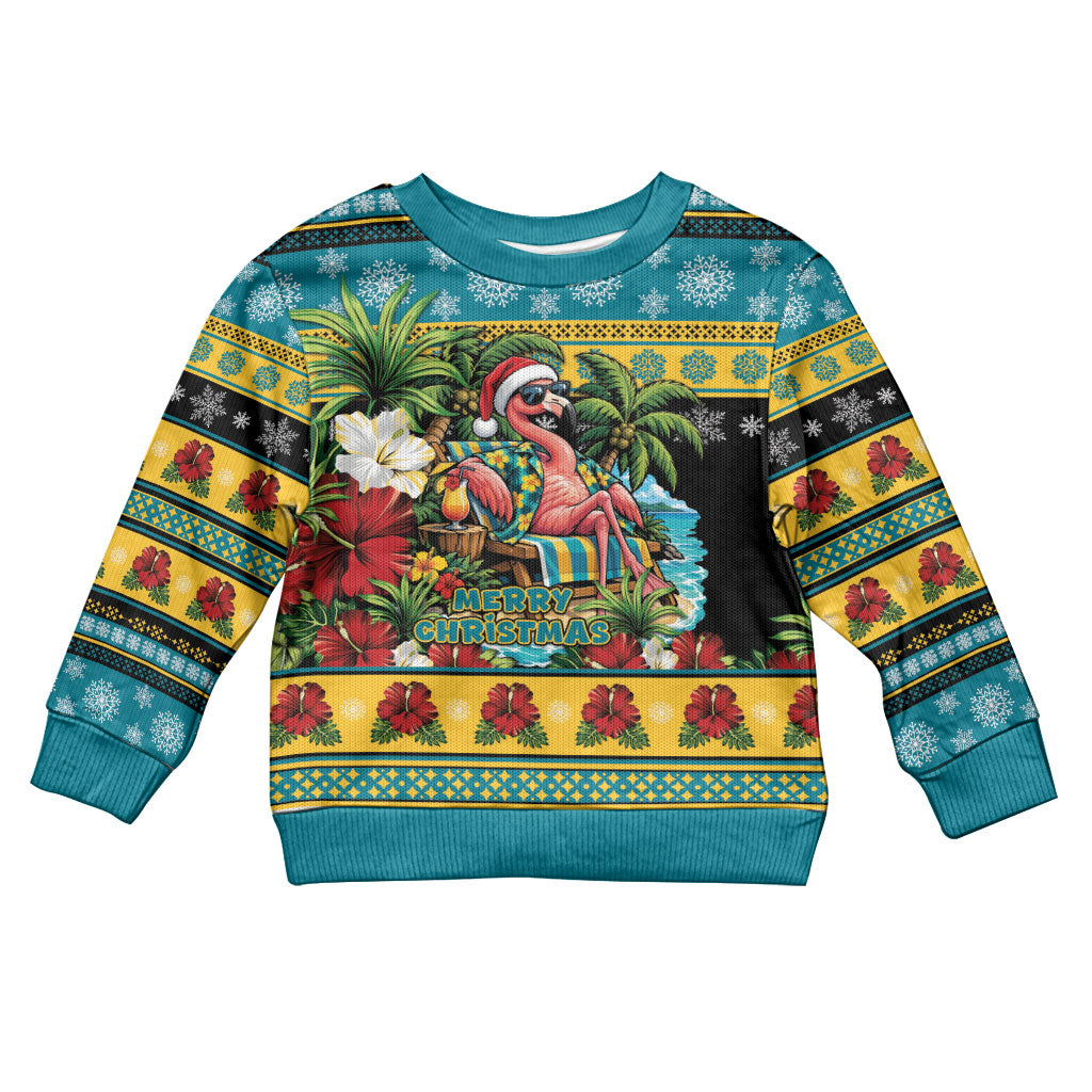 Afro-Bahamian Christmas Kid Ugly Christmas Sweater This Flamingo Needs A Beach Retreat
