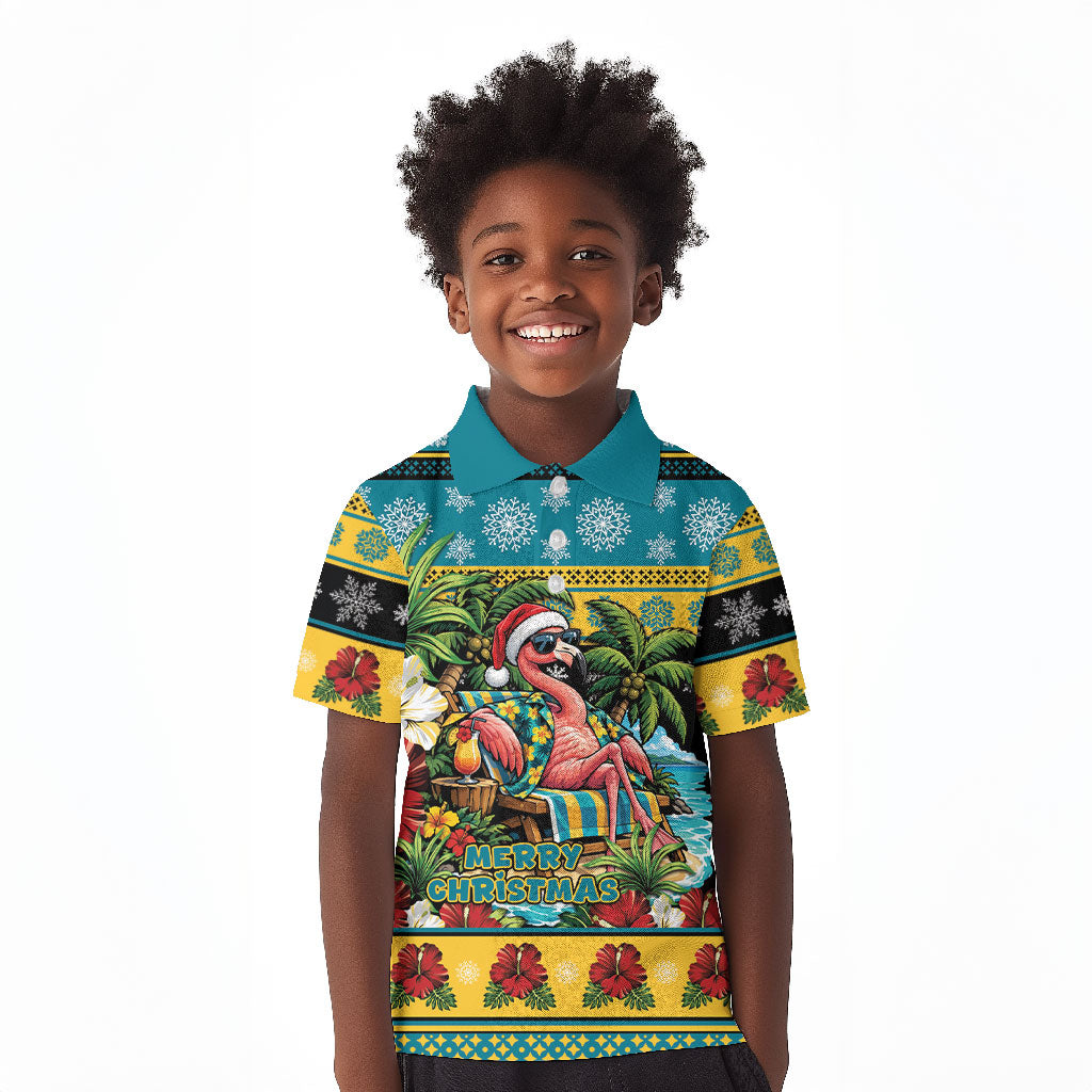 Afro-Bahamian Christmas Kid Polo Shirt This Flamingo Needs A Beach Retreat