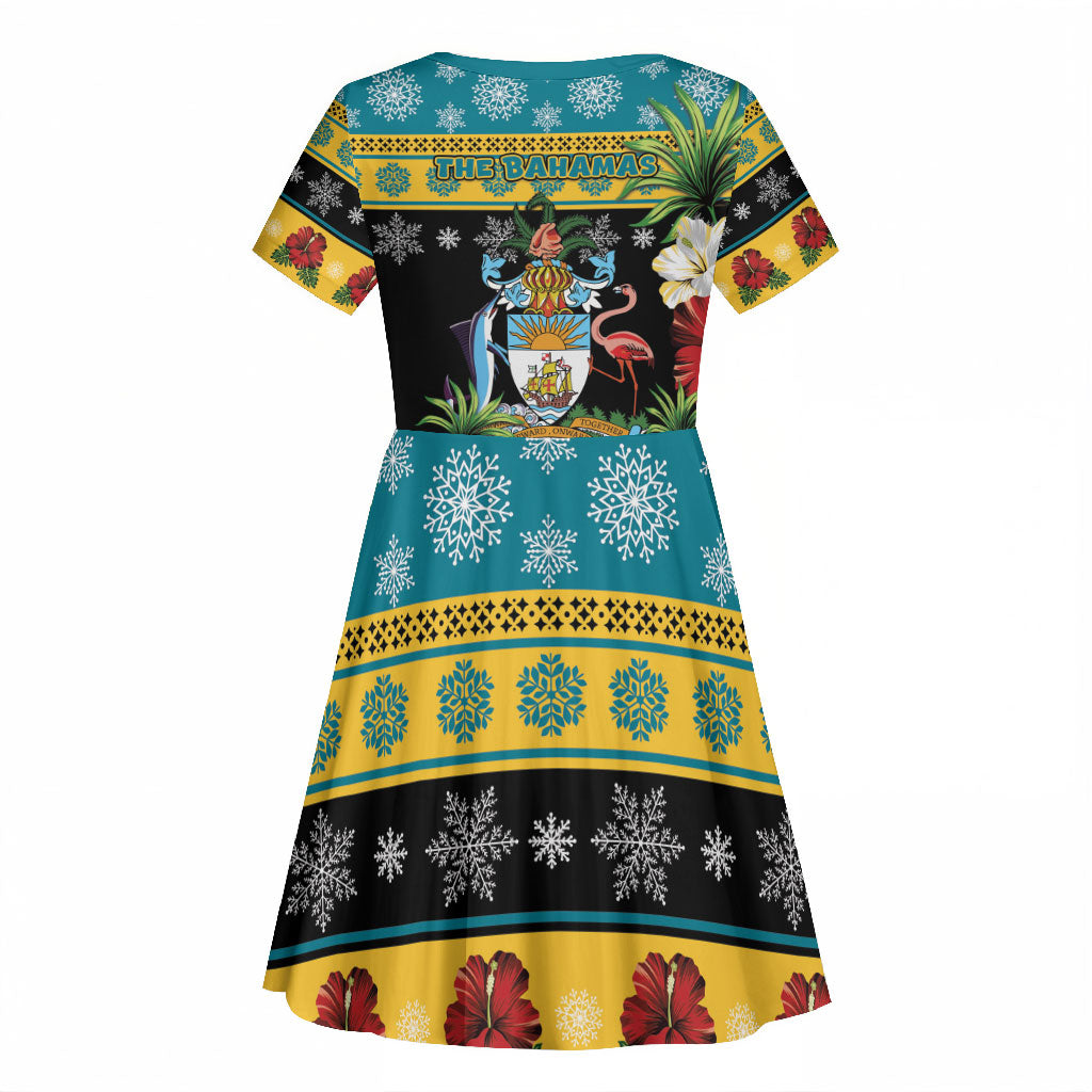 Afro-Bahamian Christmas Kid Short Sleeve Dress This Flamingo Needs A Beach Retreat