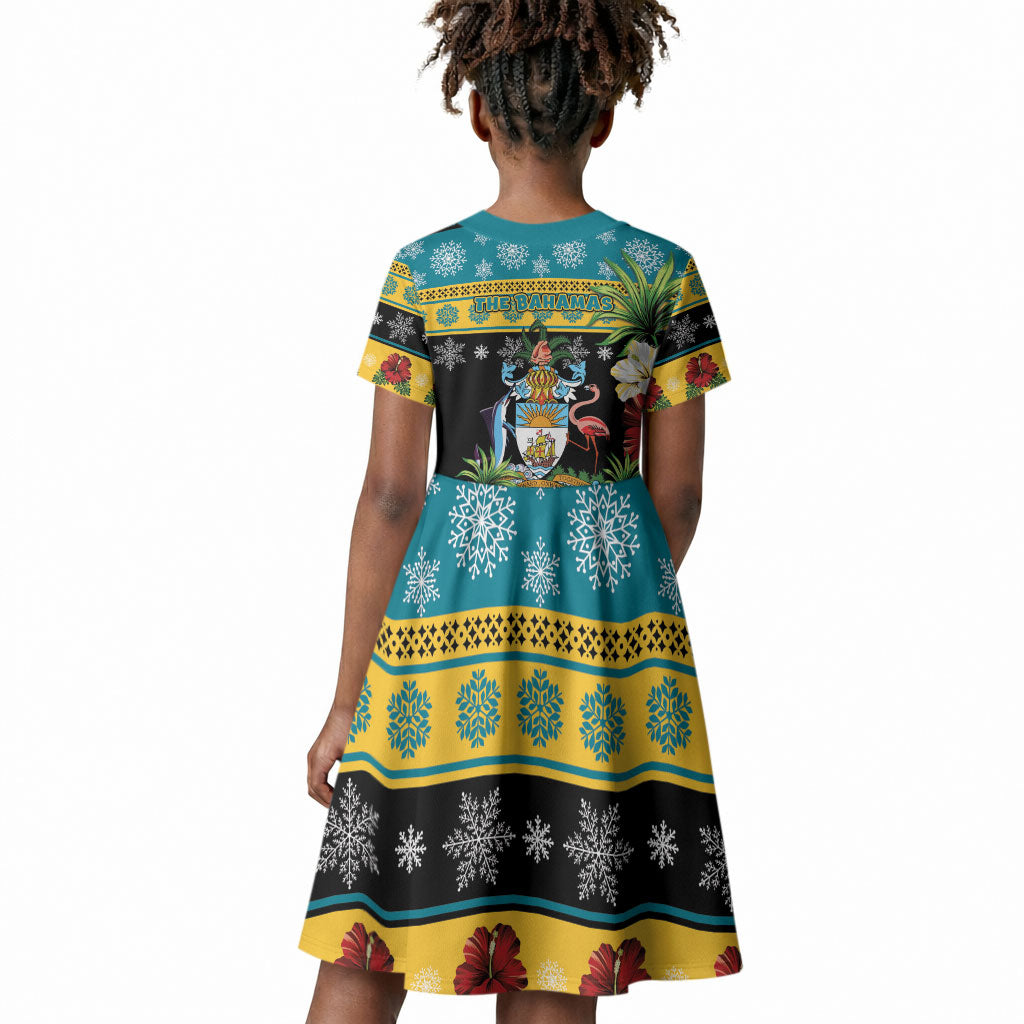 Afro-Bahamian Christmas Kid Short Sleeve Dress This Flamingo Needs A Beach Retreat
