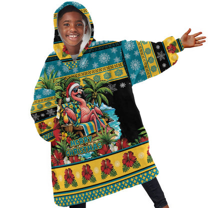 Afro-Bahamian Christmas Kid Wearable Blanket Hoodie This Flamingo Needs A Beach Retreat