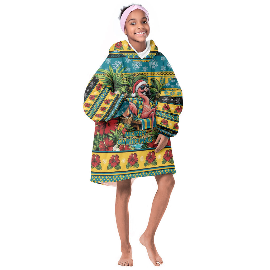 Afro-Bahamian Christmas Kid Wearable Blanket Hoodie This Flamingo Needs A Beach Retreat