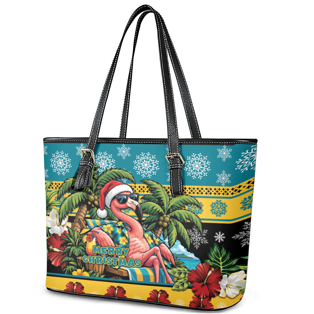 Afro-Bahamian Christmas Leather Tote Bag This Flamingo Needs A Beach Retreat