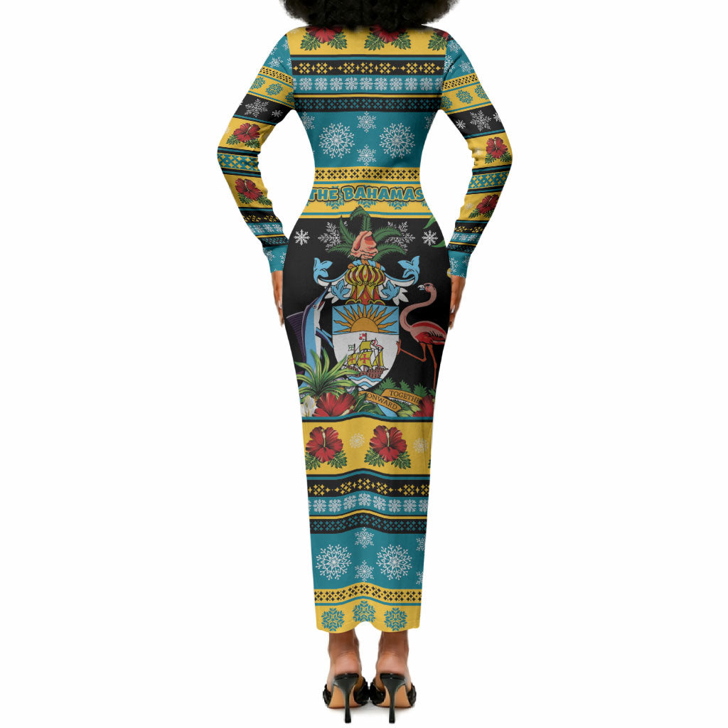 Afro-Bahamian Christmas Long Sleeve Bodycon Dress This Flamingo Needs A Beach Retreat