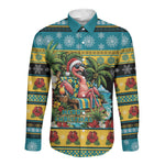 Afro-Bahamian Christmas Long Sleeve Button Shirt This Flamingo Needs A Beach Retreat