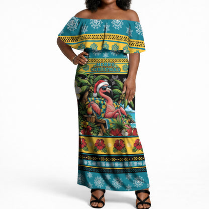 Afro-Bahamian Christmas Off Shoulder Maxi Dress This Flamingo Needs A Beach Retreat