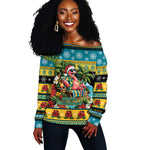 Afro-Bahamian Christmas Off Shoulder Sweater This Flamingo Needs A Beach Retreat