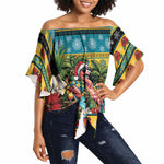 Afro-Bahamian Christmas Off Shoulder Wrap Waist Top This Flamingo Needs A Beach Retreat