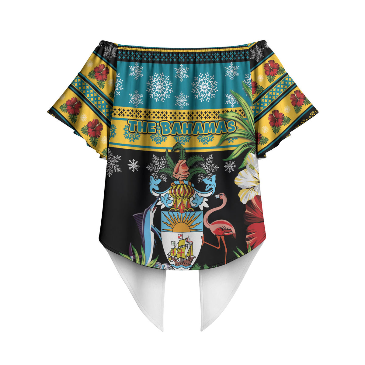 Afro-Bahamian Christmas Off Shoulder Wrap Waist Top This Flamingo Needs A Beach Retreat