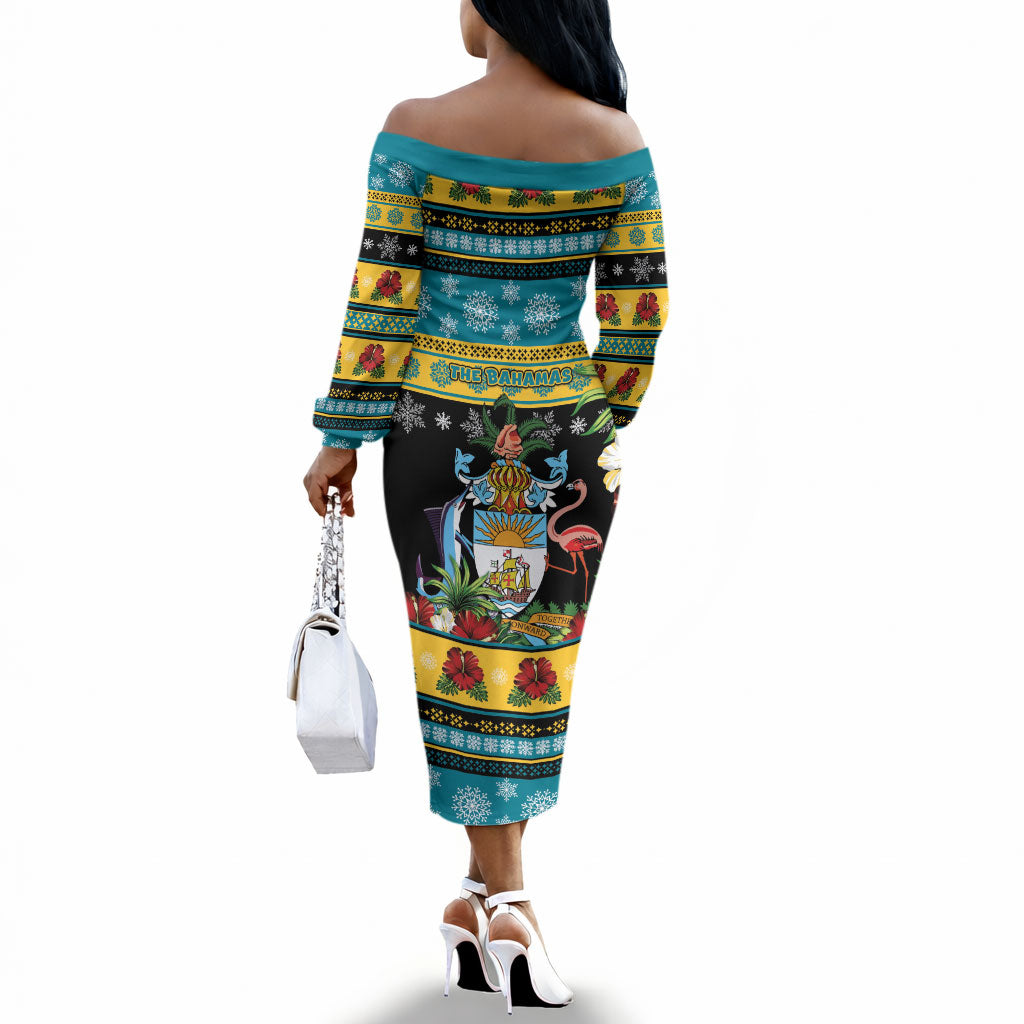 Afro-Bahamian Christmas Off The Shoulder Long Sleeve Dress This Flamingo Needs A Beach Retreat