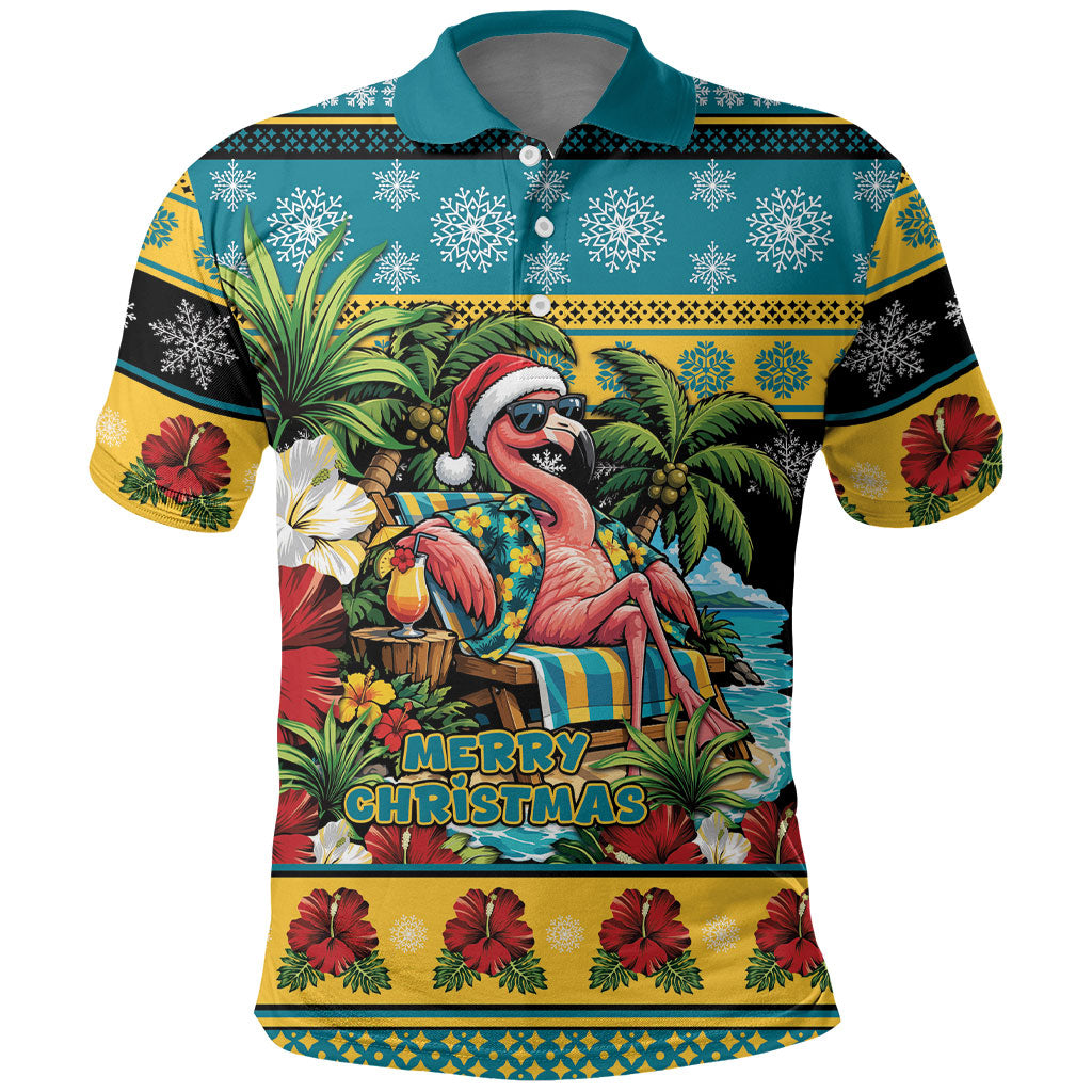 Afro-Bahamian Christmas Polo Shirt This Flamingo Needs A Beach Retreat