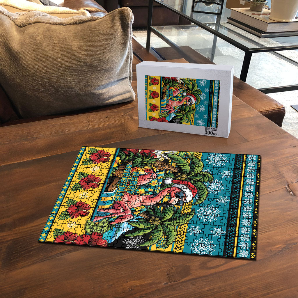 Afro-Bahamian Christmas Puzzle This Flamingo Needs A Beach Retreat