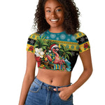 Afro-Bahamian Christmas Raglan Cropped T shirt This Flamingo Needs A Beach Retreat