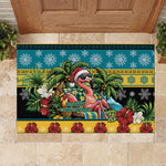 Afro-Bahamian Christmas Rubber Doormat This Flamingo Needs A Beach Retreat
