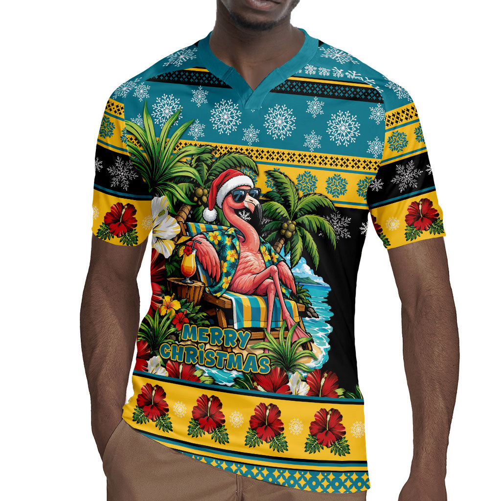 Afro-Bahamian Christmas Rugby Jersey This Flamingo Needs A Beach Retreat