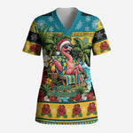 Afro-Bahamian Christmas Scrub Top This Flamingo Needs A Beach Retreat