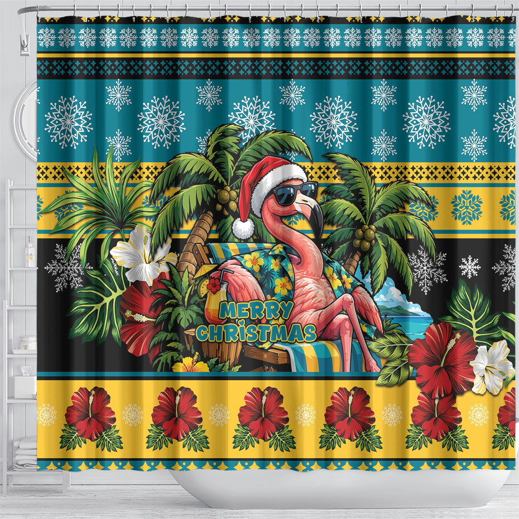 Afro-Bahamian Christmas Shower Curtain This Flamingo Needs A Beach Retreat