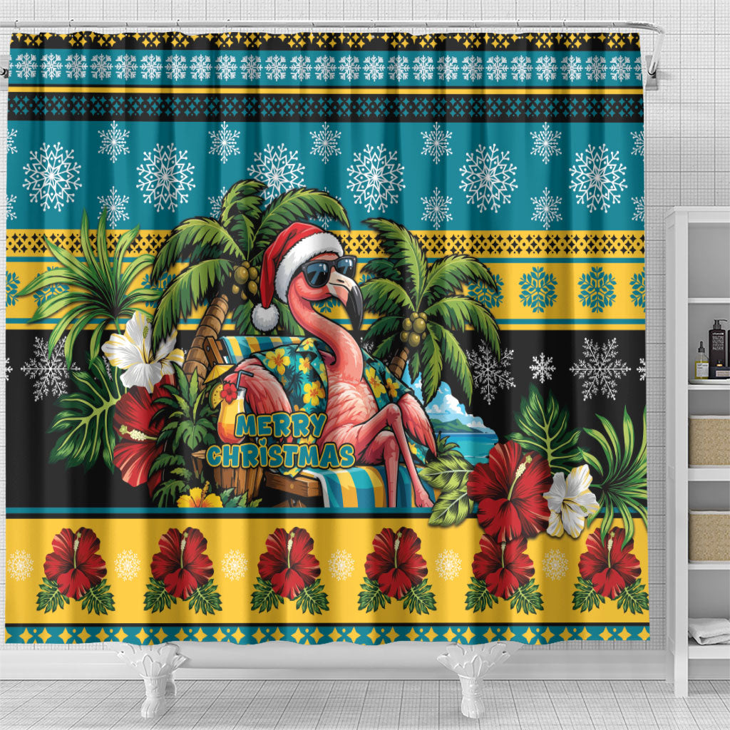 Afro-Bahamian Christmas Shower Curtain This Flamingo Needs A Beach Retreat