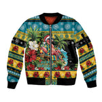 Afro-Bahamian Christmas Sleeve Zip Bomber Jacket This Flamingo Needs A Beach Retreat