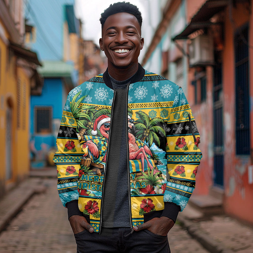 Afro-Bahamian Christmas Sleeve Zip Bomber Jacket This Flamingo Needs A Beach Retreat