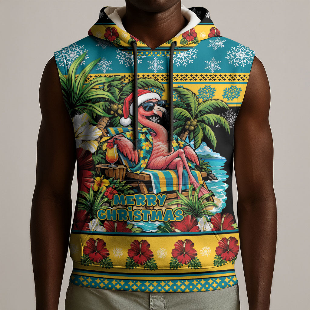 Afro-Bahamian Christmas Sleeveless Hoodie This Flamingo Needs A Beach Retreat
