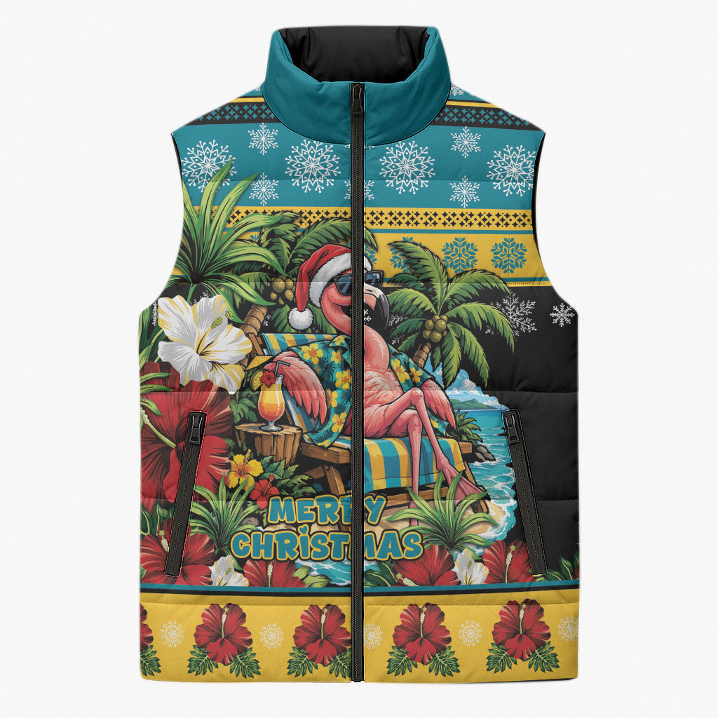 Afro-Bahamian Christmas Sleeveless Puffer Jacket This Flamingo Needs A Beach Retreat