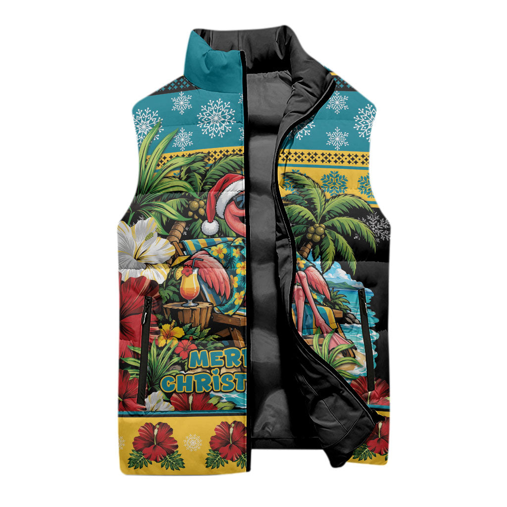 Afro-Bahamian Christmas Sleeveless Puffer Jacket This Flamingo Needs A Beach Retreat
