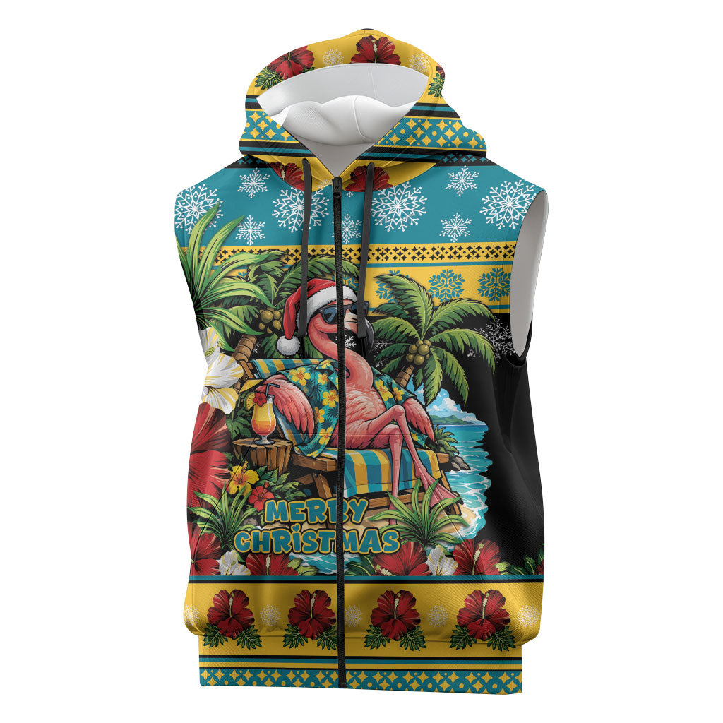 Afro-Bahamian Christmas Sleeveless Zip Hoodie This Flamingo Needs A Beach Retreat