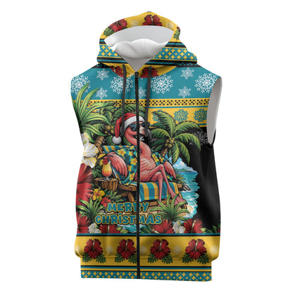 Afro-Bahamian Christmas Sleeveless Zip Hoodie This Flamingo Needs A Beach Retreat